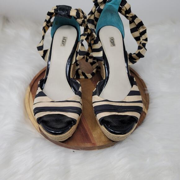UGG Summer Heel Lucianna Stripe 4.5" Espadrille Wedge Sandal Womens 7.5 - Picture 5 of 7